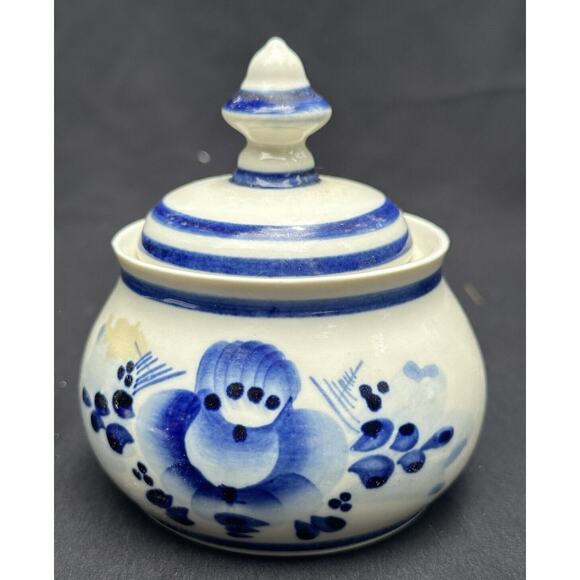 Gzhel COBALT Blue Porcelain Sugar Bowl or Honey Pot Hand Made In RUSSIA -4O - Picture 3 of 9
